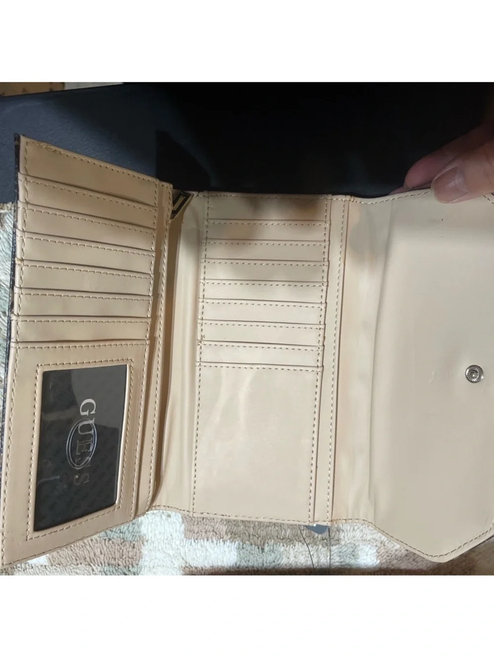 GUESS Brown Monogram Satchel with Gold Hardware